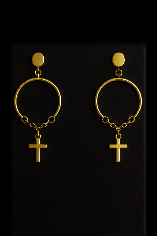 Aretes de Cruz 14K