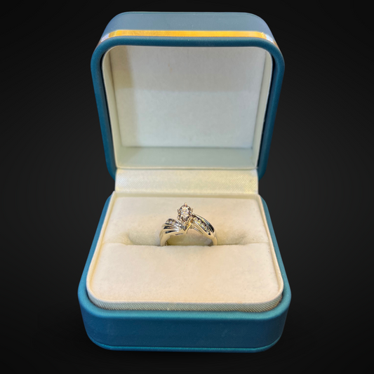 Anillo de diamante con Alianza 14K