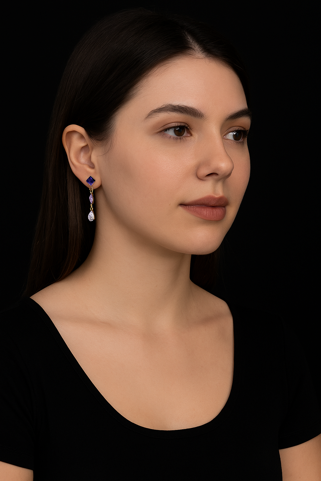 Aretes 3 Piedras 10K