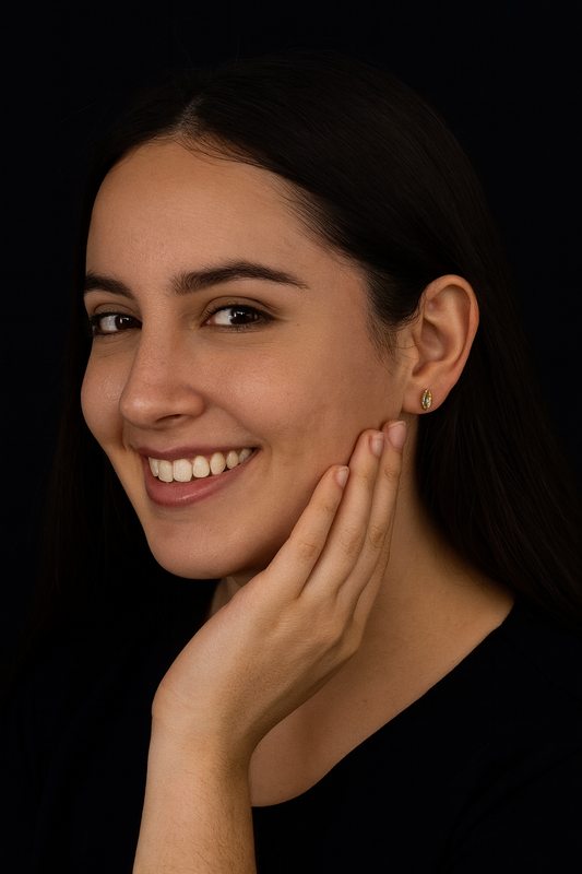 Broqueles Piedra Corte Marquiz Transparente 14k