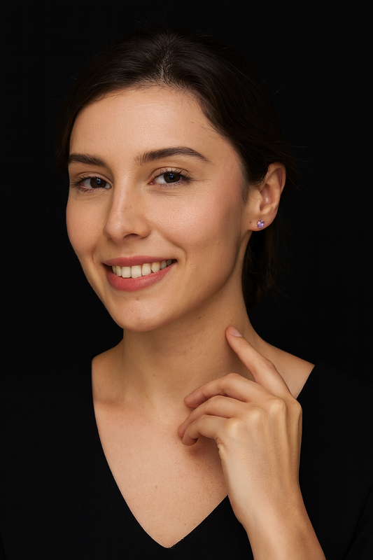 Broquel de Piedra Ovalada Rosa 10K