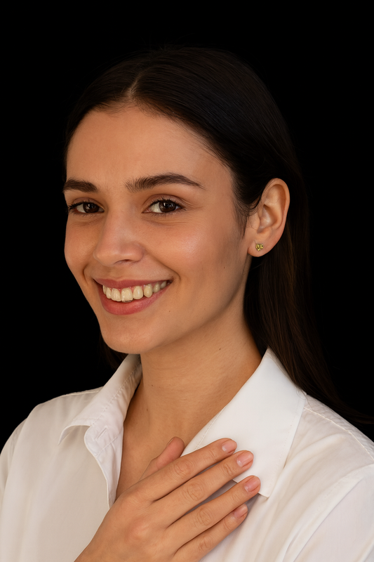 Broquel Piedra de Corazon Amarillo 10K