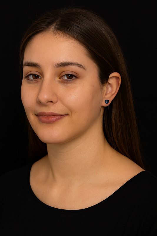 Broqueles Piedra de Corazon Azul 10K