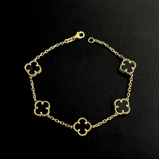 Pulso Trébol VC negro 10K