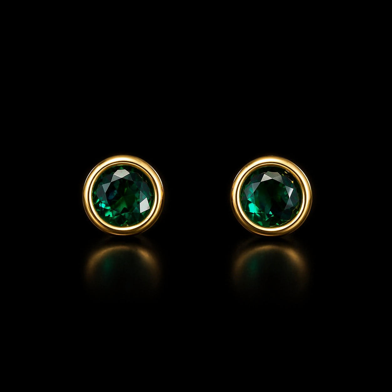 Aretes Piedra Circular Verde