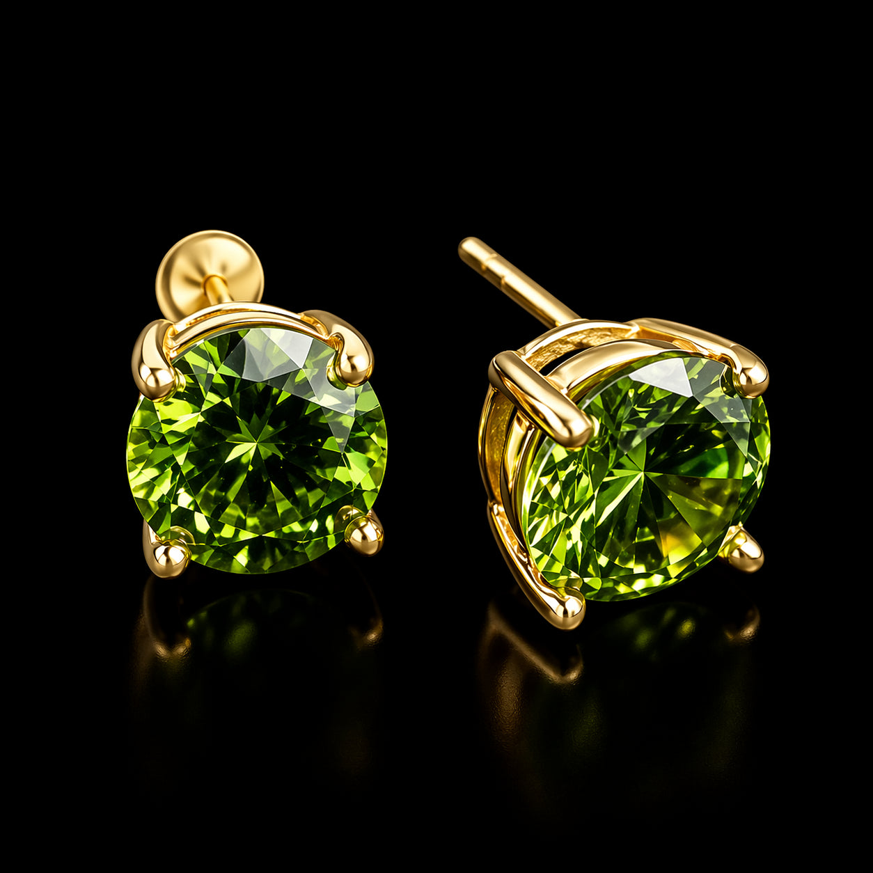 Aretes Piedra Circular Verde