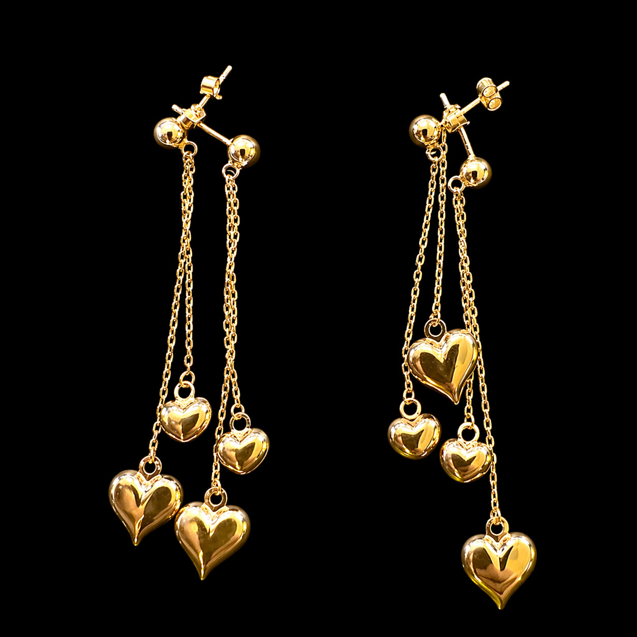 Aretes Corazones Colgantes