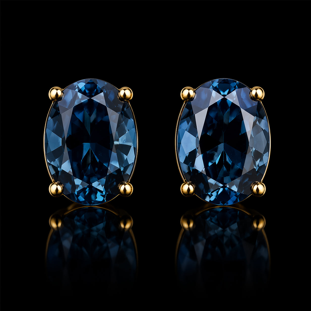 Aretes Piedra Ovalada Azul