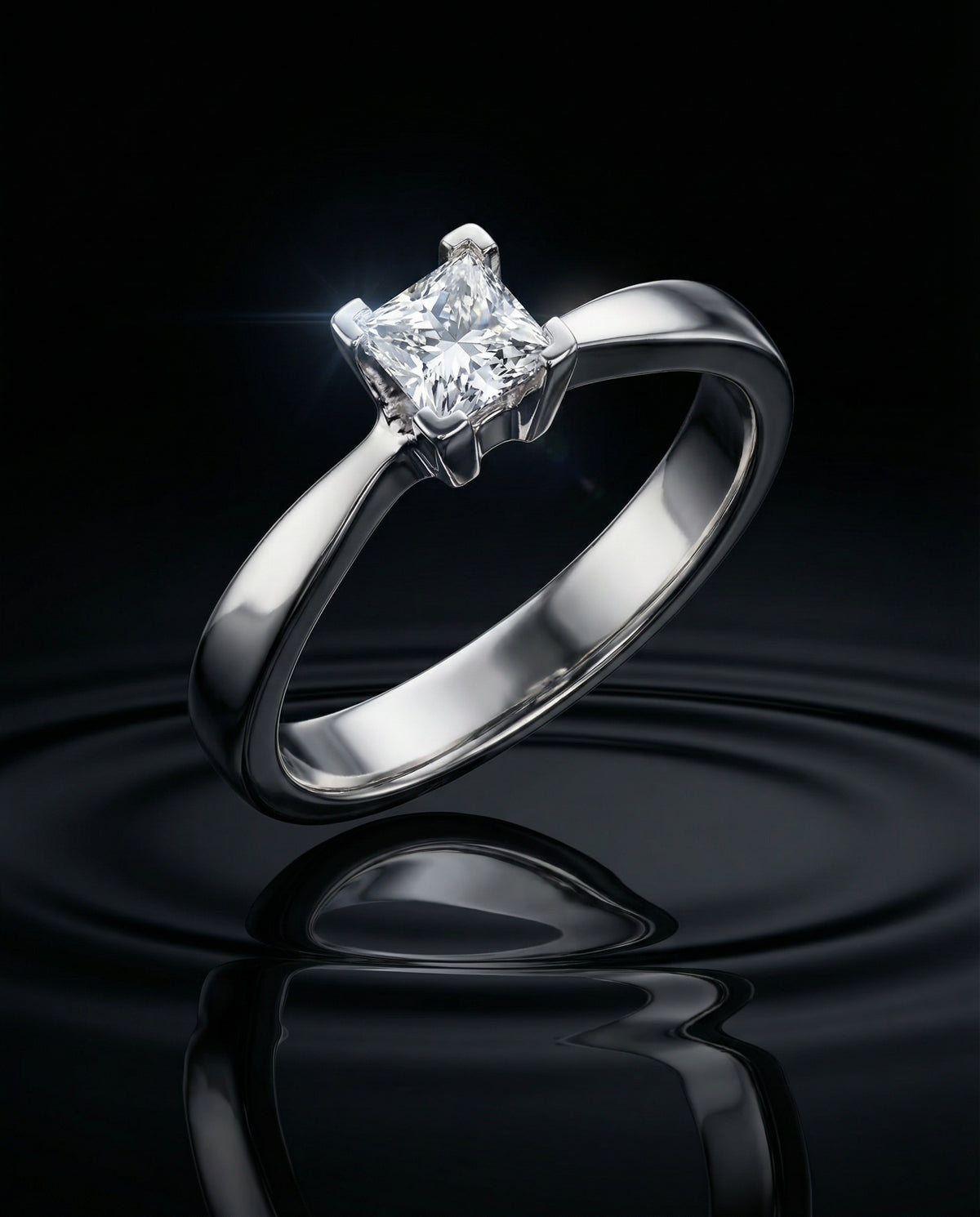 Anillo Diamante Corte Princesa