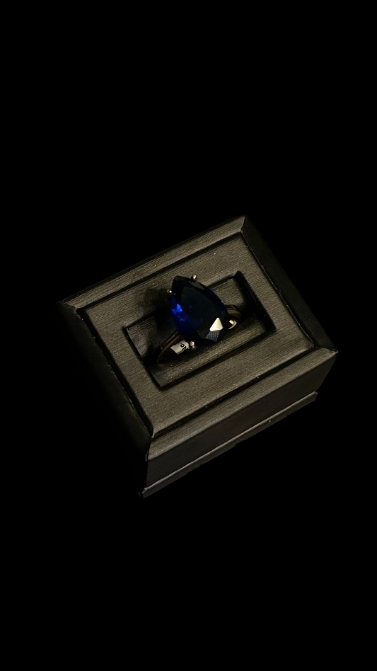 Anillo Casual Piedra Gota Azul 10K
