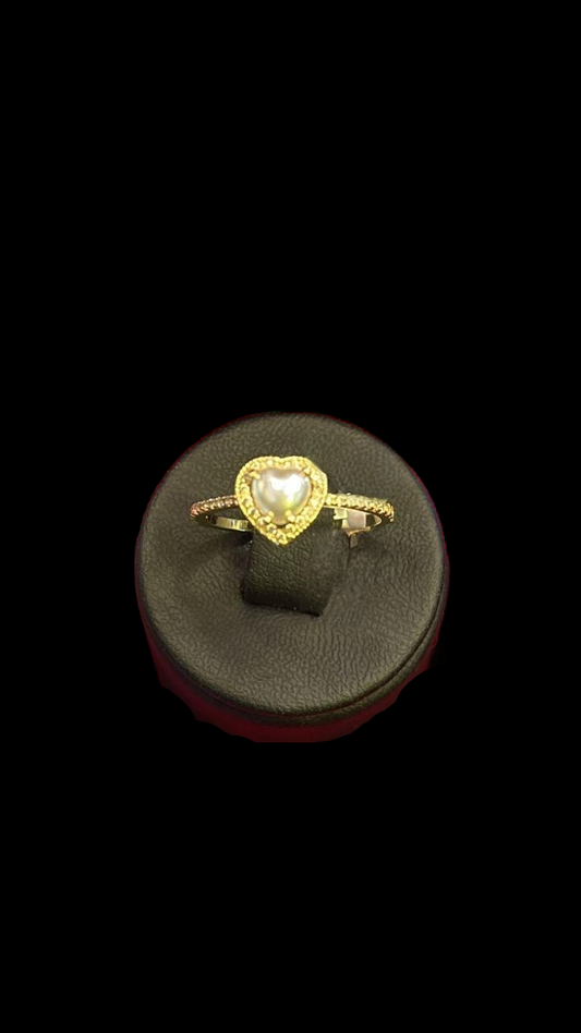 Anillo Casual Corazon Perla 10K