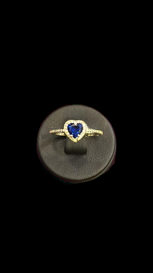 Anillo Casual Corazon Azul 10K