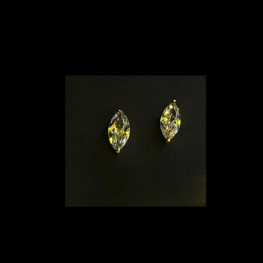 Broqueles Piedra Corte Marquiz Transparente 14k