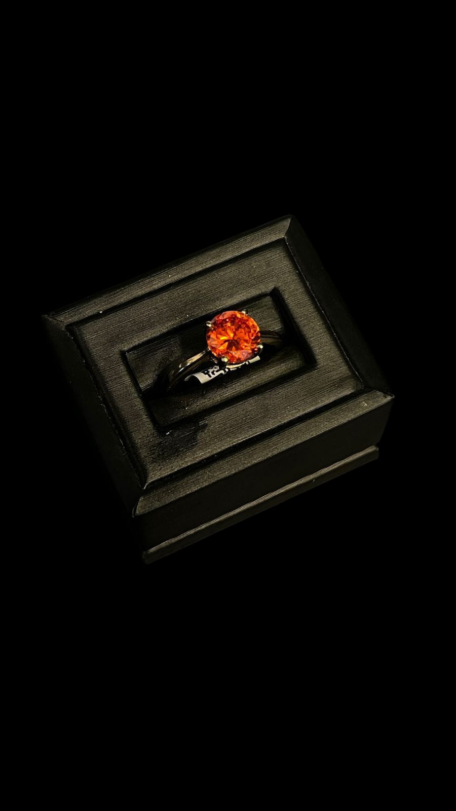 Anillo Casual Piedra Naranja 10K