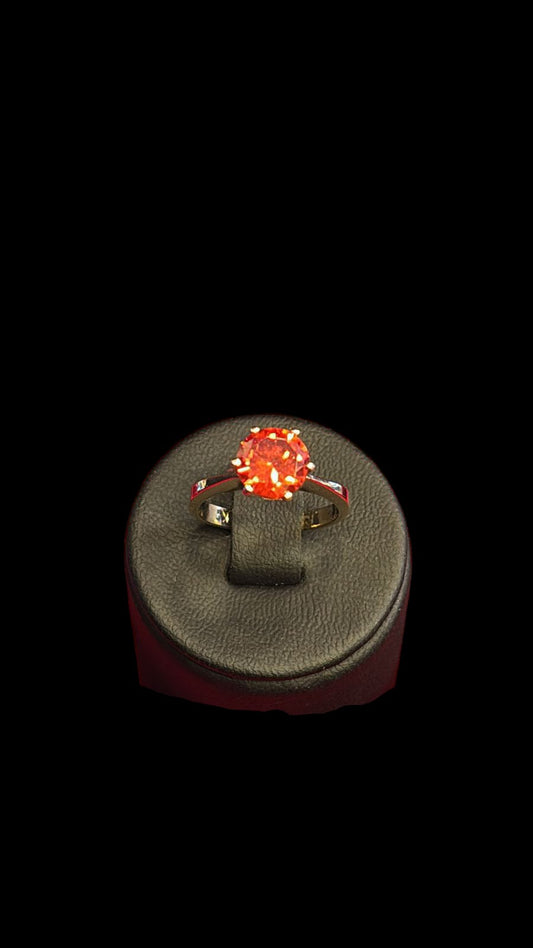Anillo Casual Piedra Naranja 10K