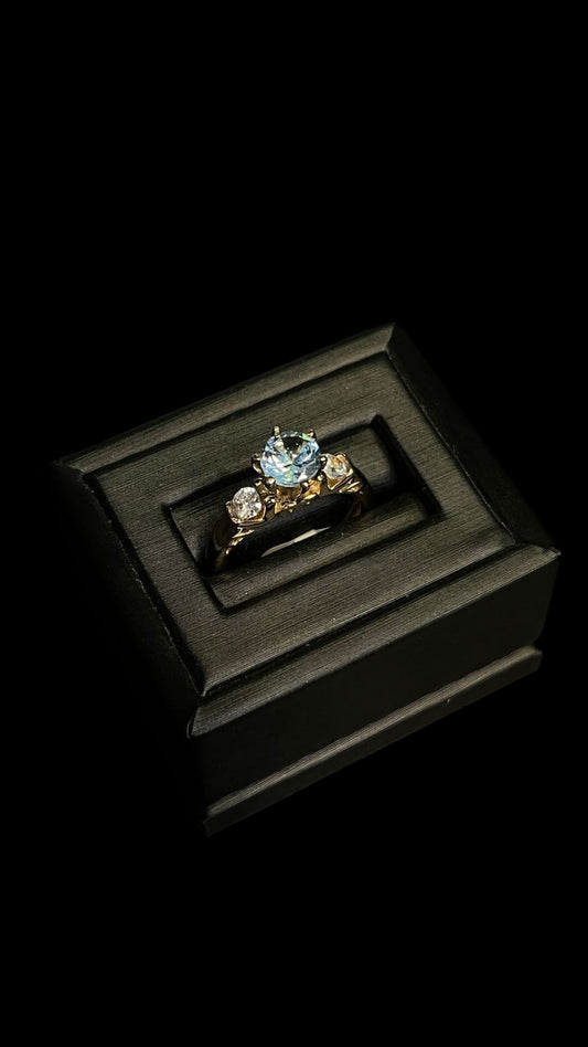 Anillo Casual Piedra Celeste 10K