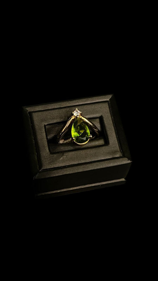 Anillo Casual Piedra Gota Verde 10K