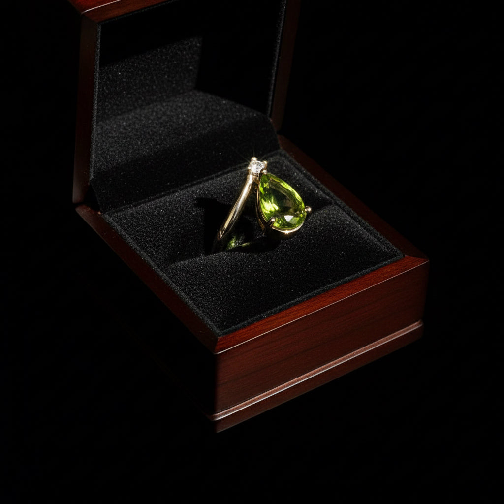 Anillo Casual Piedra Gota Verde 10K