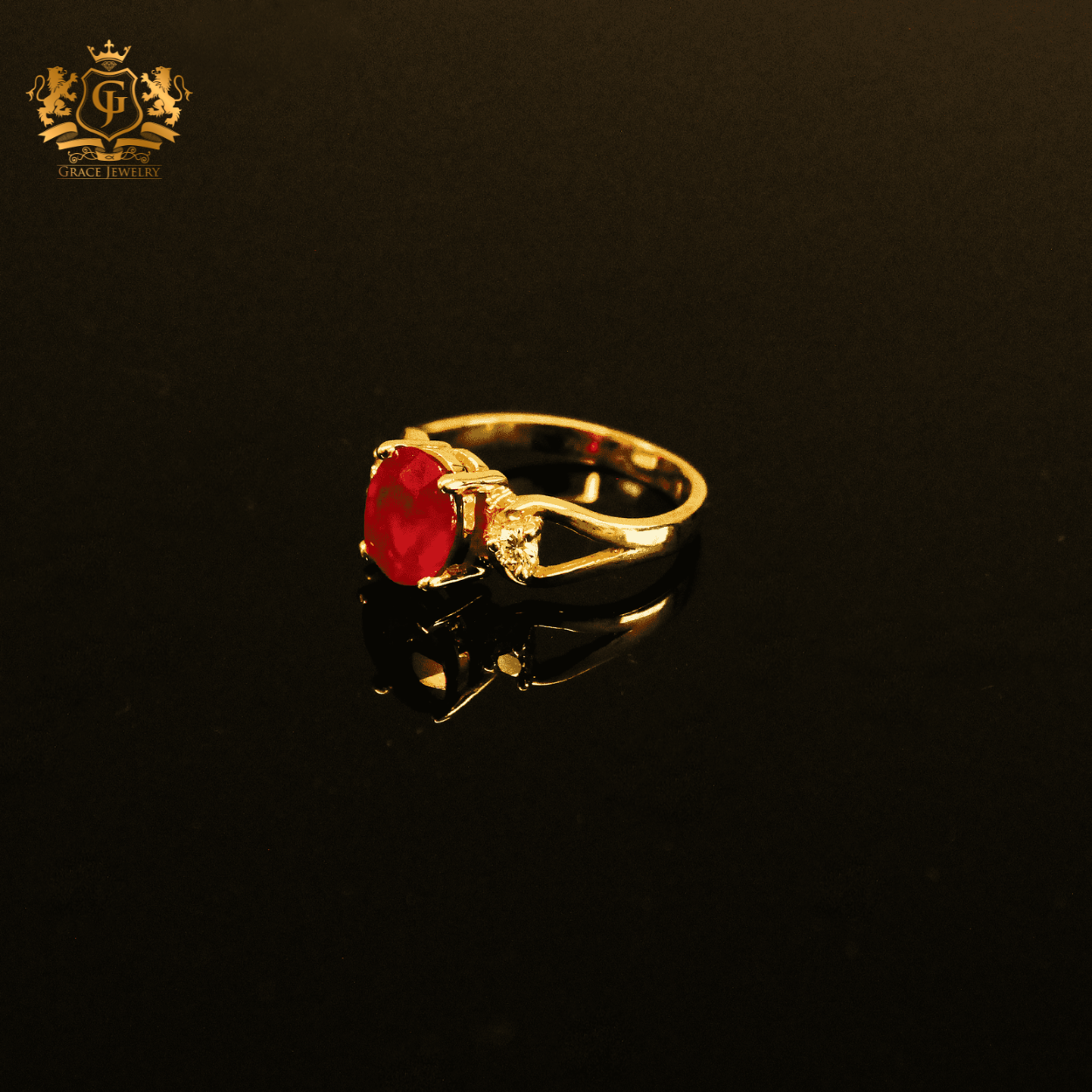 Anillo Rubí con Diamantes Oro 14K