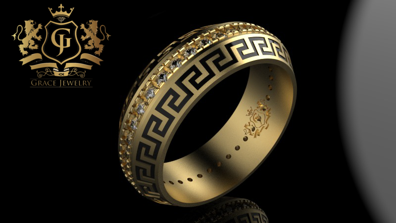 Anillo con Grecas y Zirconia.