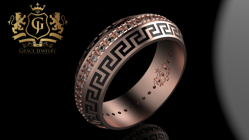 Anillo con Grecas y Zirconia.