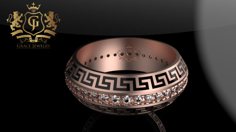 Anillo con Grecas y Zirconia.