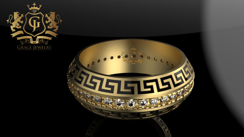 Anillo con Grecas y Zirconia.