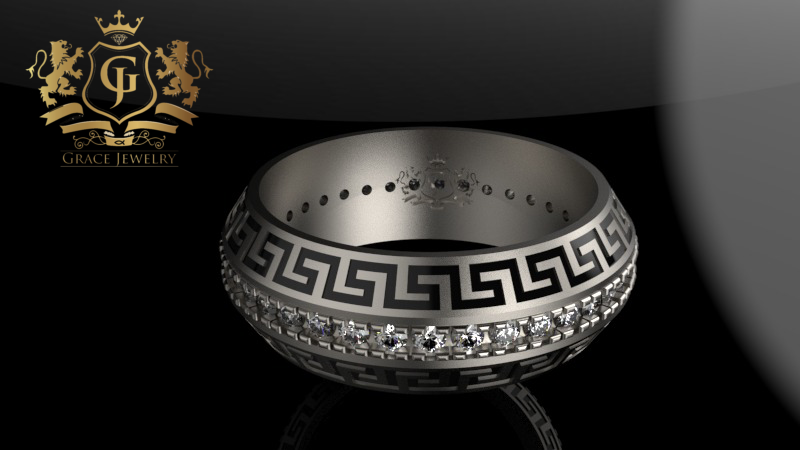 Anillo con Grecas y Zirconia.