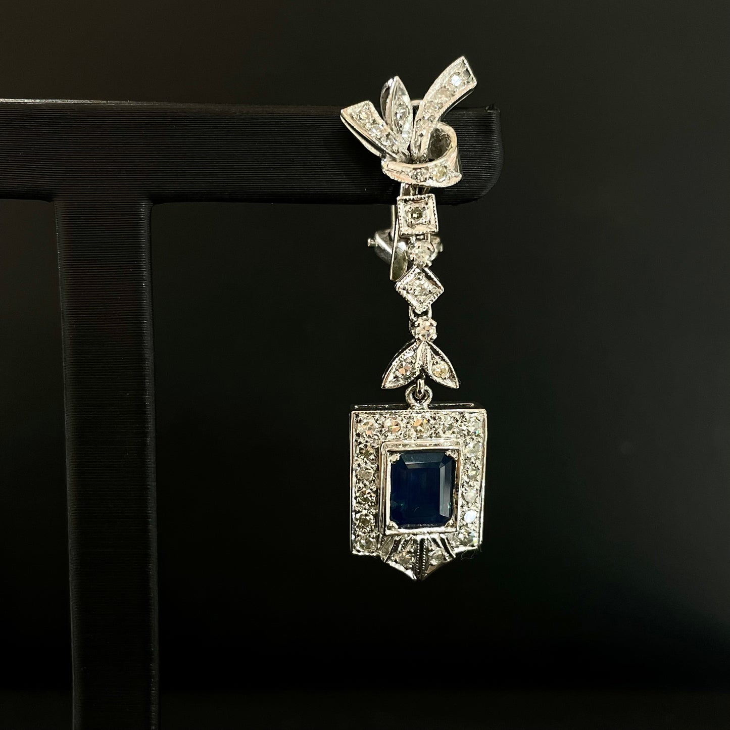 Aretes de Zafiro Corte Diamante en 14k
