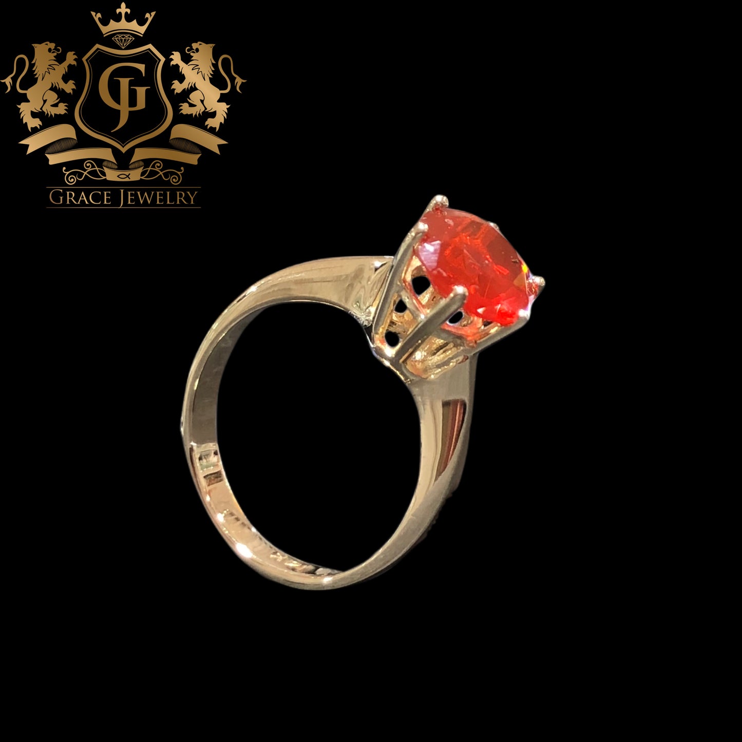 Anillo Cherry Opal Natural Oro 14K