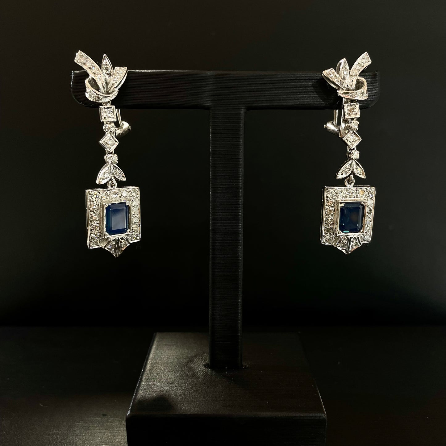 Aretes de Zafiro Corte Diamante en 14k