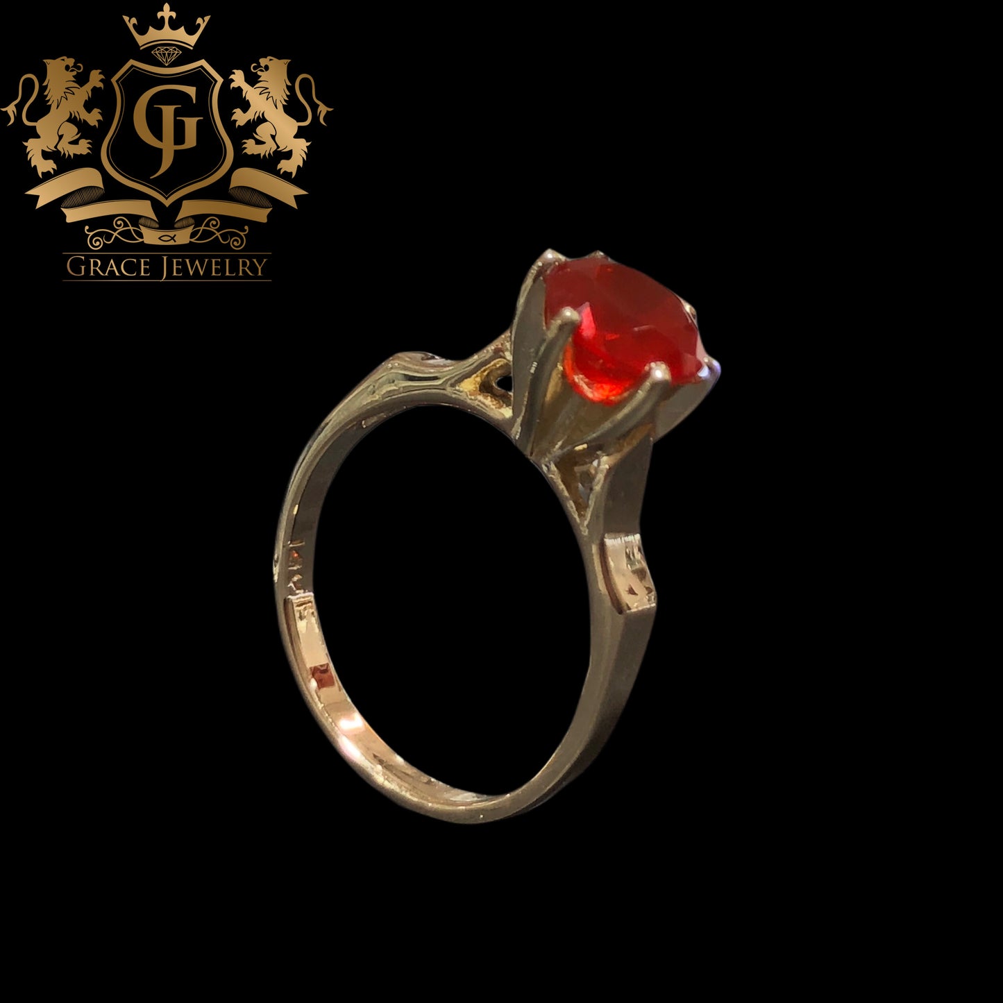Anillo Cherry Opal Natural Oro 14K