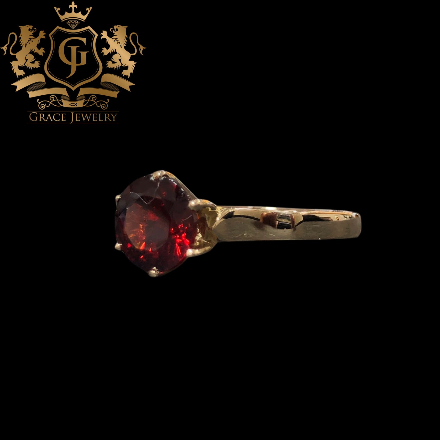 Anillo Piedra Granate Oro 14K
