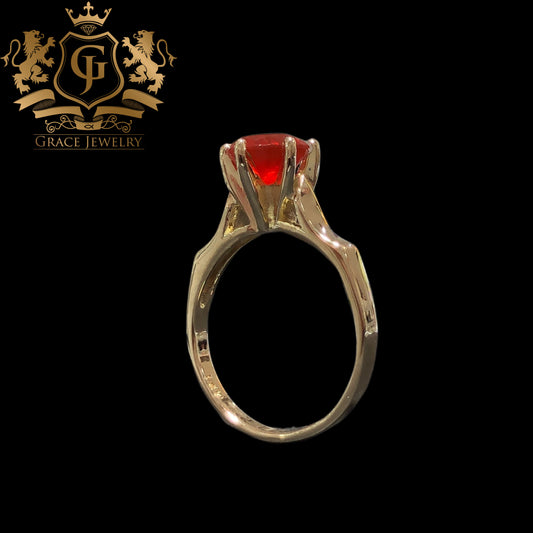 Anillo Cherry Opal Natural Oro 14K