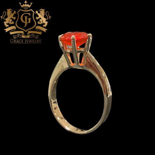 Anillo Cherry Opal Natural Oro 14K