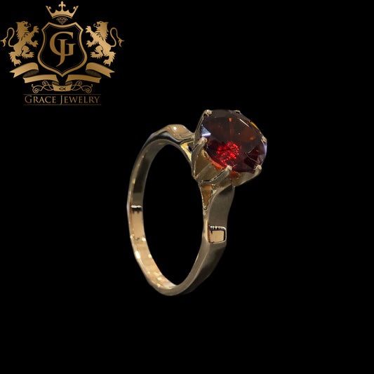 Anillo Piedra Granate Oro 14K