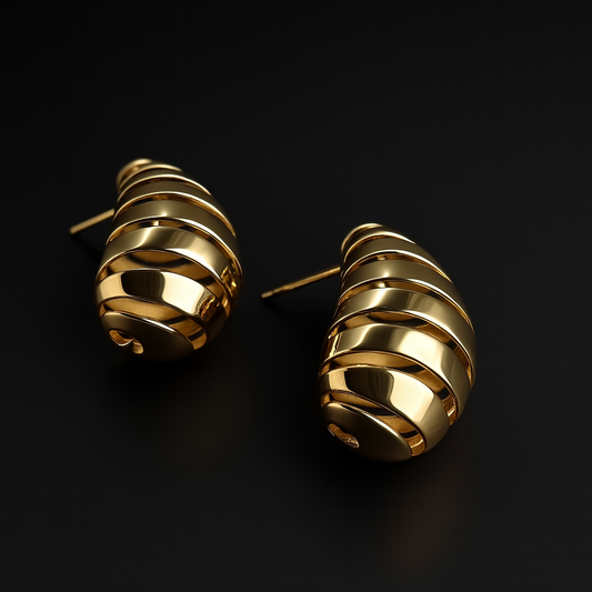 Aretes Bottega Rayado 10K