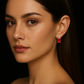 Aretes de Rubí Corte Radiante Oro 14K