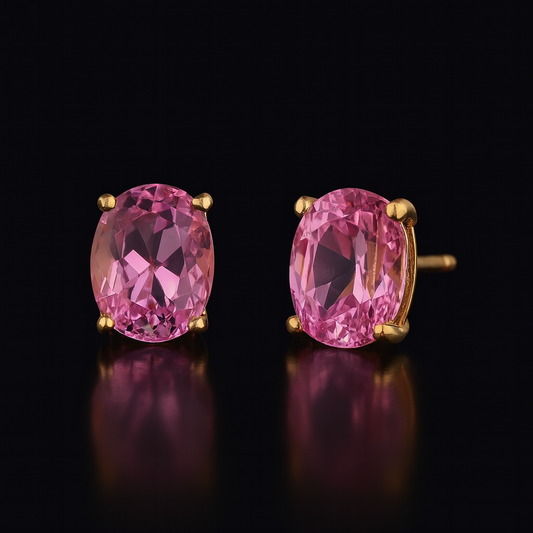 Broquel de Piedra Ovalada Rosa 10K