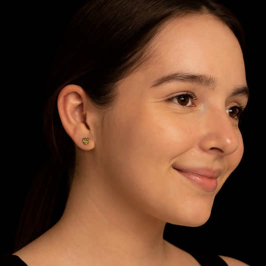 Broqueles Piedra de Corazón 14K.