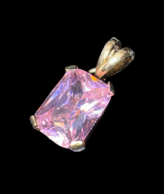Dije Piedra Rectangular Rosa 10K