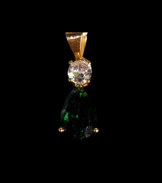 Dije Dos Piedras Gota Verde 10K
