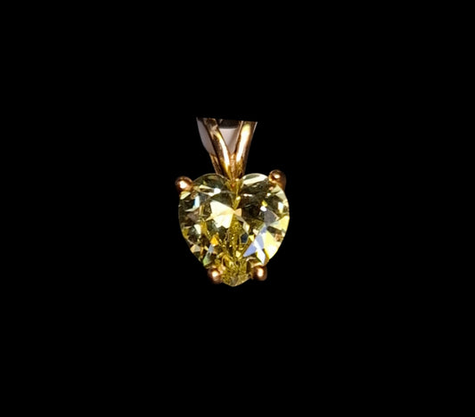 Dije Piedra de Corazon Amarillo Chartreuse 10K