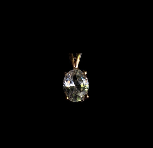 Dije Piedra Ovalada Blanca 14K