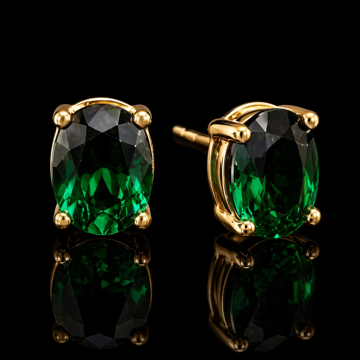 Aretes Piedra Ovalada Verde