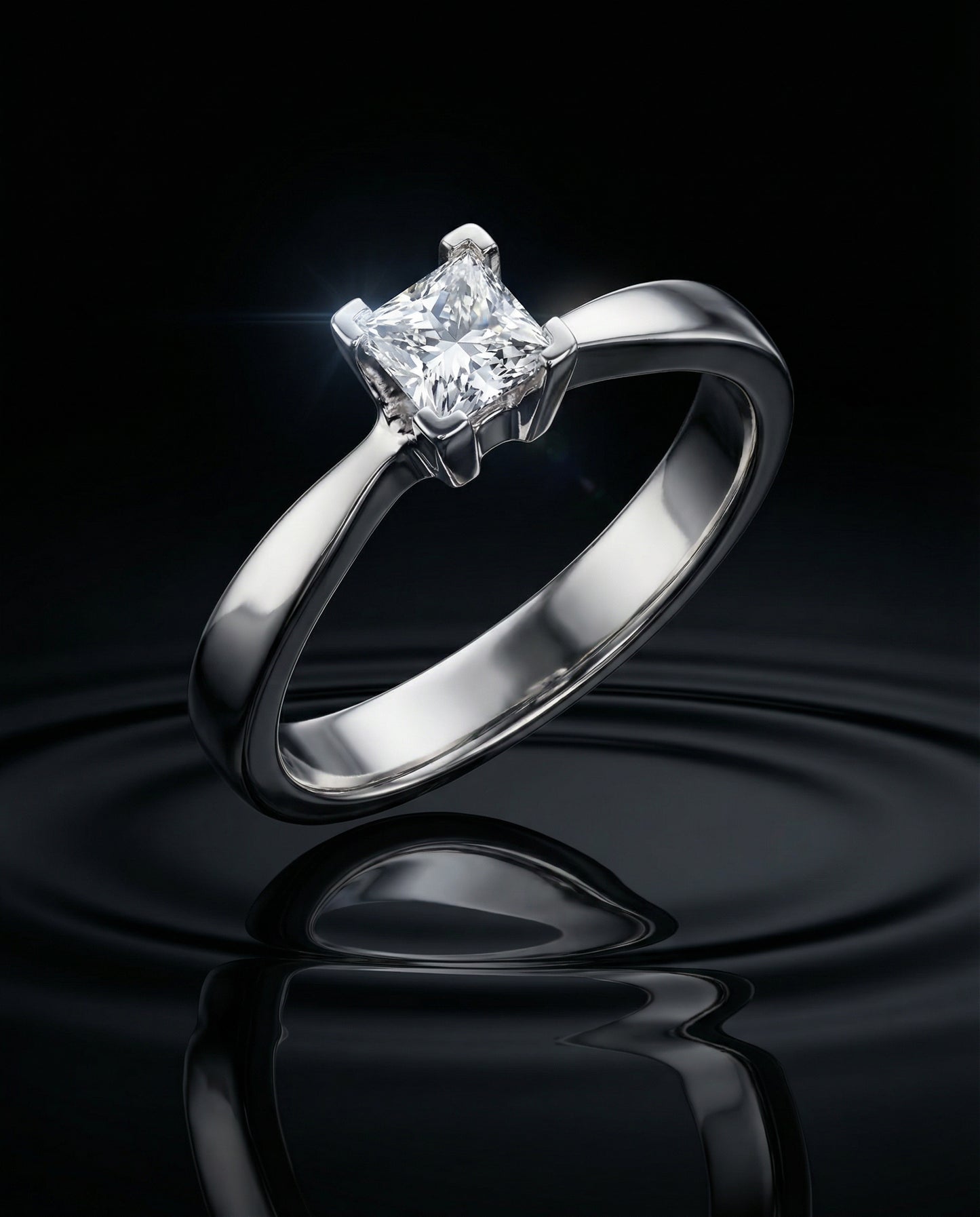 Anillo Diamante Corte Princesa