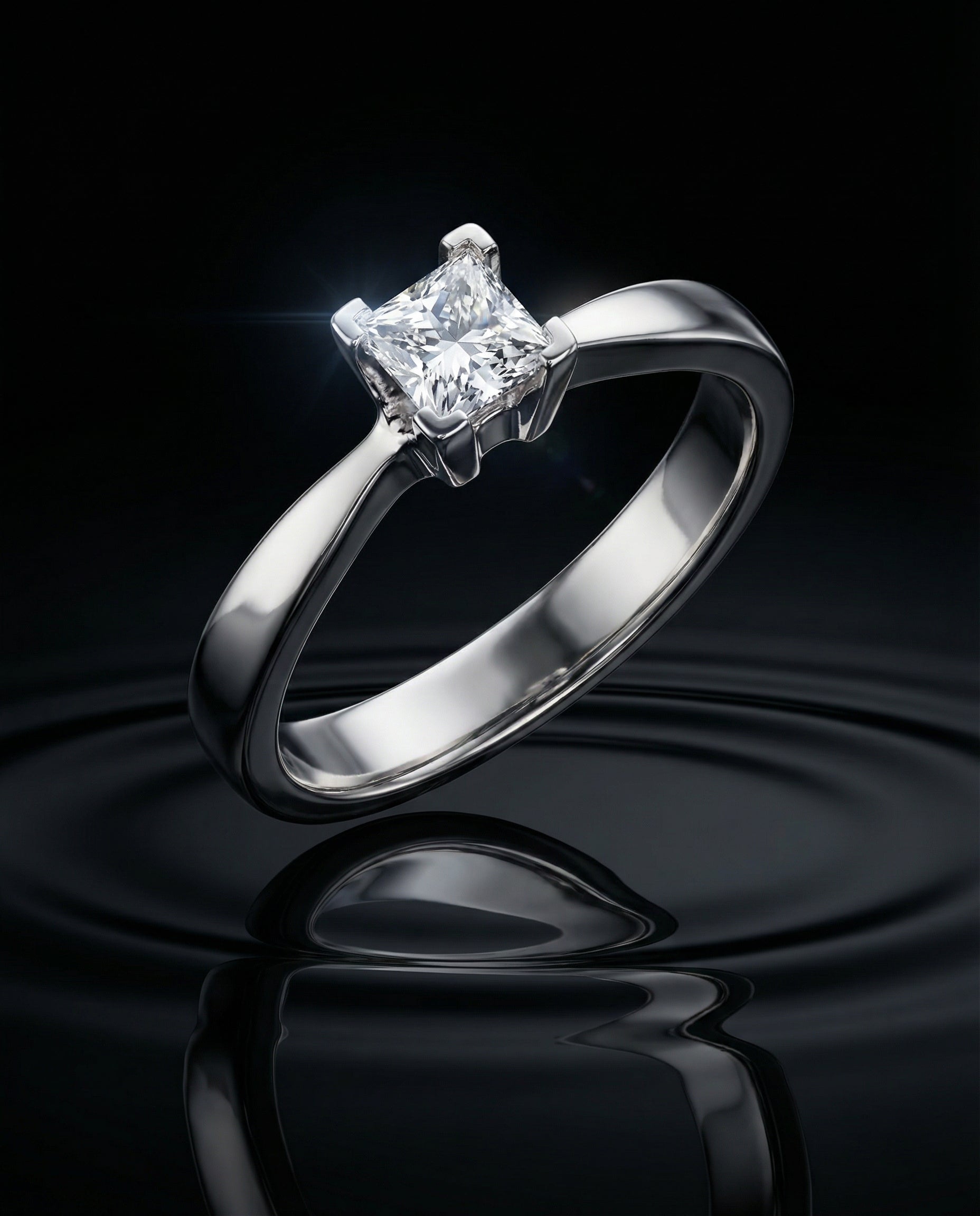 Anillo Diamante Corte Princesa