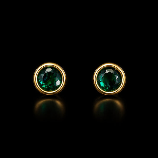 Aretes Piedra Circular Verde