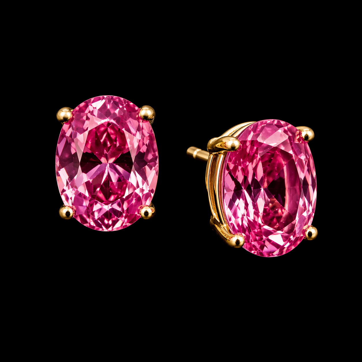 Aretes Piedra Ovalada Rosa