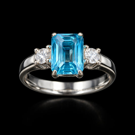 Anillo London Blue Topaz  Diamantes